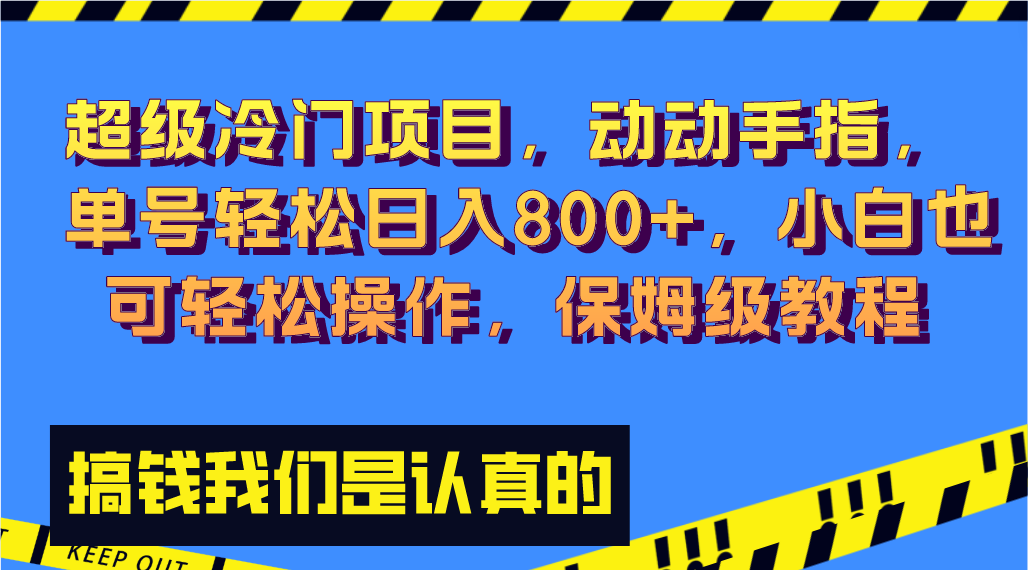 超级冷门项目,动动手指，单号轻松日入800+，小白也可轻松操作，保姆级教程-大白鱼网创