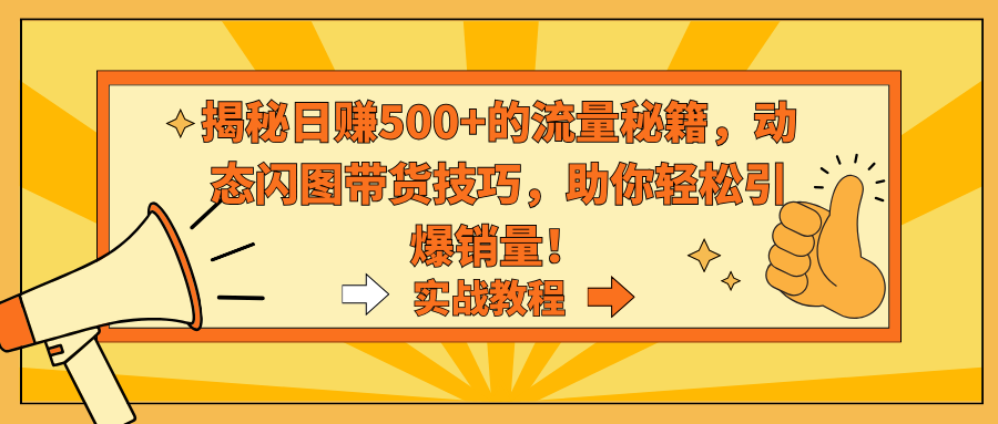 揭秘日赚500+的流量秘籍，动态闪图带货技巧，助你轻松引爆销量！-大白鱼网创