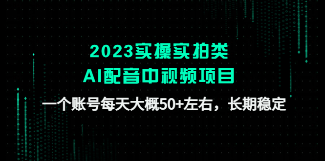 2023实操实拍类AI配音中视频项目，一个账号每天大概50+左右，长期稳定-大白鱼网创