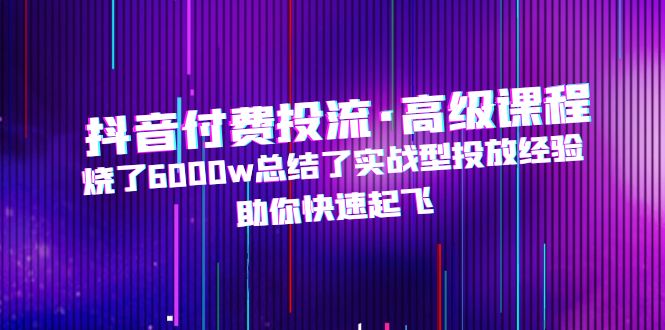 抖音付费投流·高级课程，烧了6000w总结了实战型投放经验，助你快速起飞-大白鱼网创