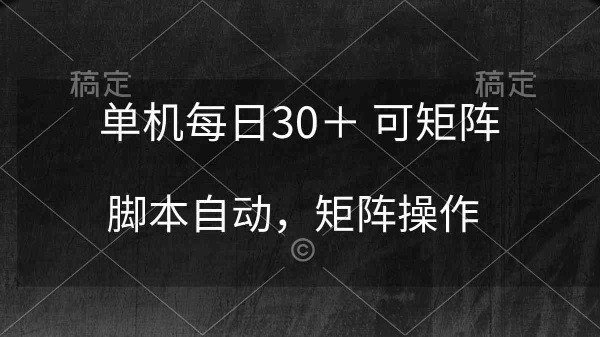 （10100期）单机每日30＋ 可矩阵，脚本自动 稳定躺赚-大白鱼网创