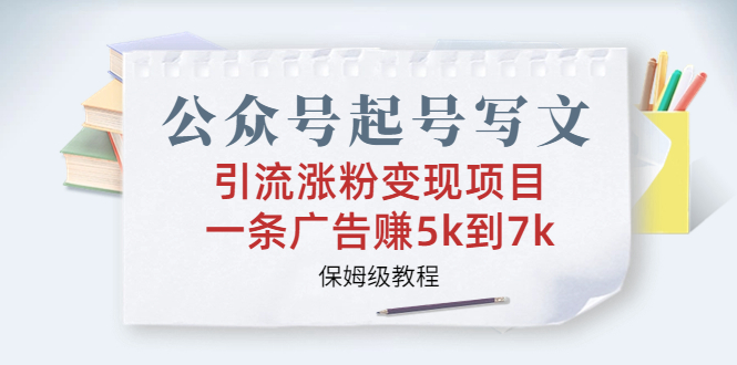 公众号起号写文、引流涨粉变现项目，一条广告赚5k到7k，保姆级教程-大白鱼网创