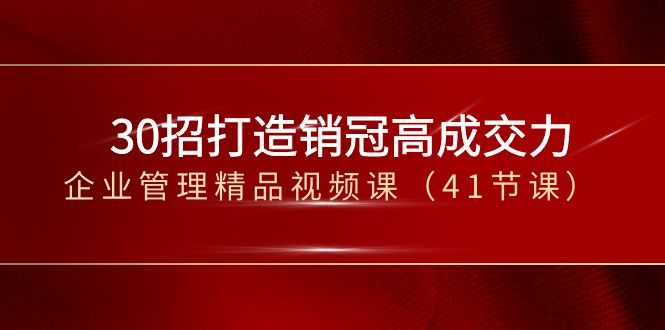 30招-打造销冠高成交力-企业管理精品视频课（41节课）-大白鱼网创