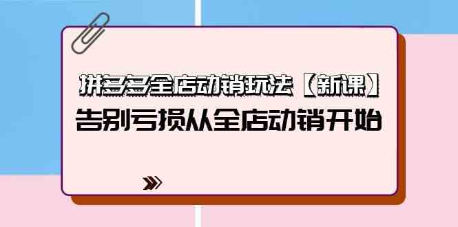 拼多多全店动销玩法【新课】，告别亏损从全店动销开始（4节视频课）-大白鱼网创