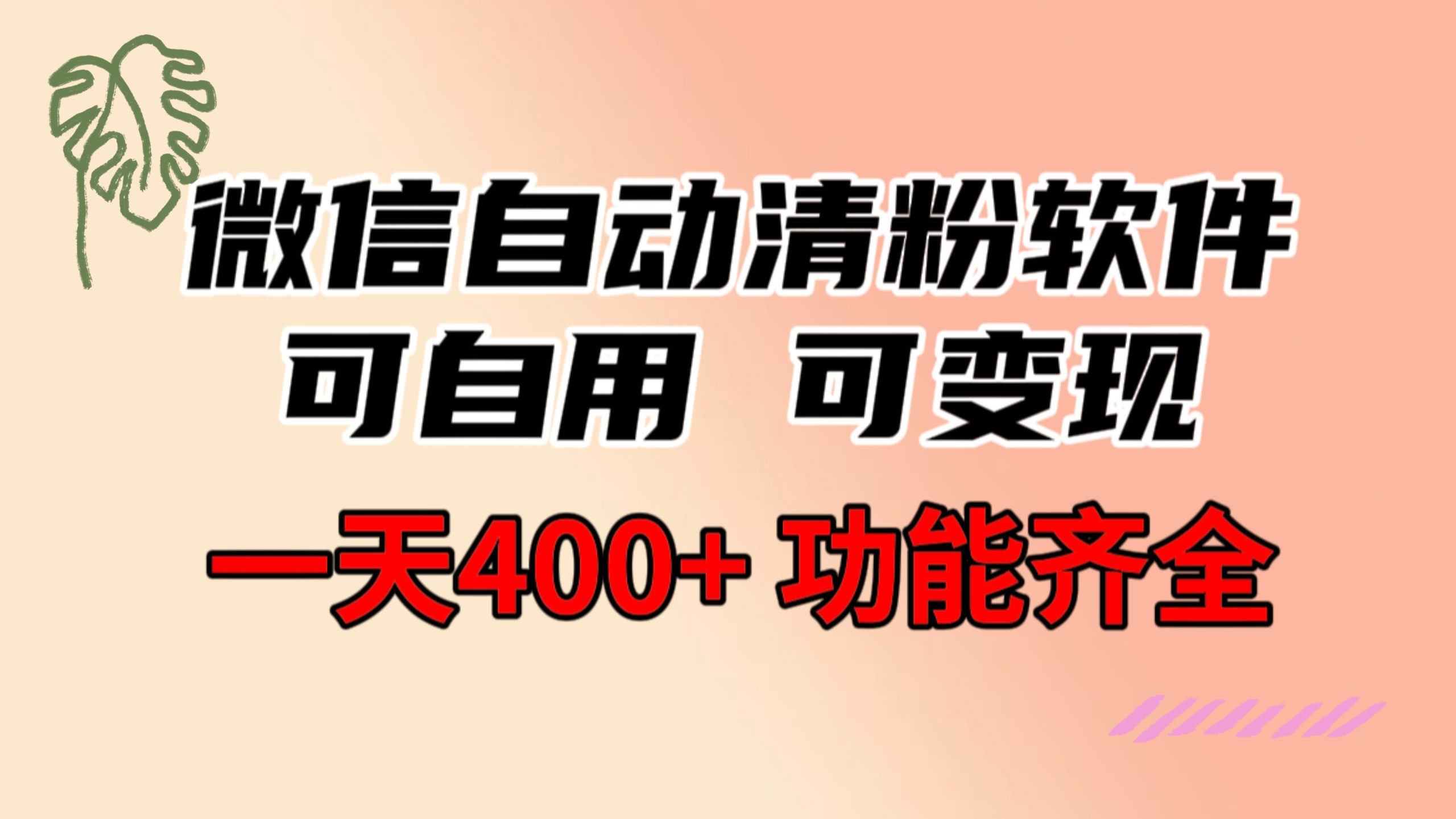 功能齐全的微信自动清粉软件，可自用可变现，一天400+，0成本免费分享-大白鱼网创