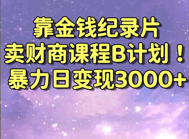 靠金钱纪录片卖财商课程B计划！暴力日变现3000+，喂饭式干货教程！-大白鱼网创