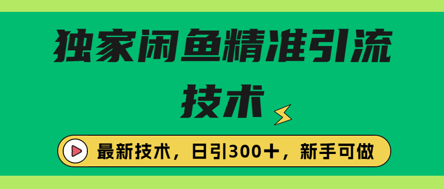 独家闲鱼引流技术，日引300＋实战玩法-大白鱼网创