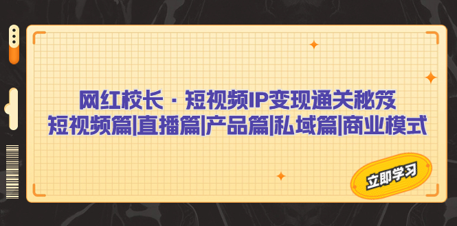 网红校长·短视频IP变现通关秘笈：短视频篇+直播篇+产品篇+私域篇+商业模式-大白鱼网创