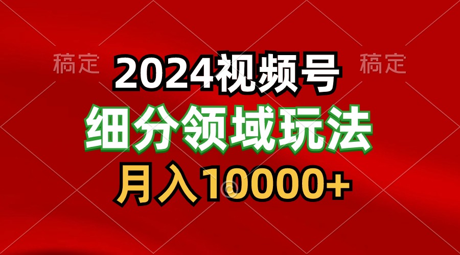 2024视频号分成计划细分领域玩法，每天5分钟，月入1W+-大白鱼网创