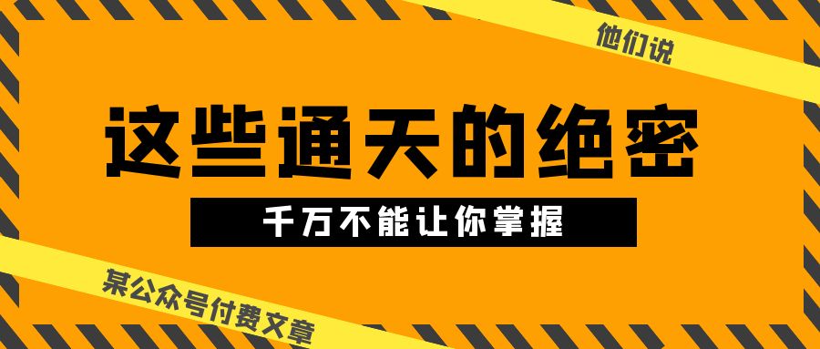 某公众号付费文章《他们说 “ 这些通天的绝密，千万不能让你掌握! ”》-大白鱼网创