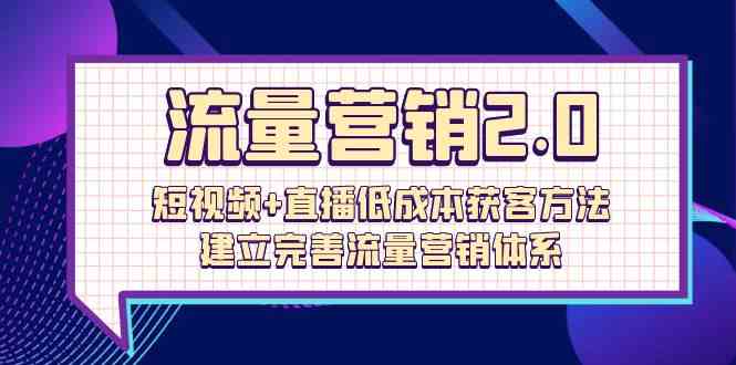 流量营销2.0：短视频+直播低成本获客方法，建立完善流量营销体系（72节）-大白鱼网创