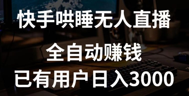 快手哄睡无人直播+独家挂载技术，已有用户日入3000+【赚钱流程+直播素材】-大白鱼网创