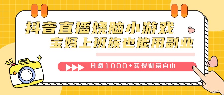 抖音直播烧脑小游戏，不需要找话题聊天，宝妈上班族也能用副业日赚1000+-大白鱼网创