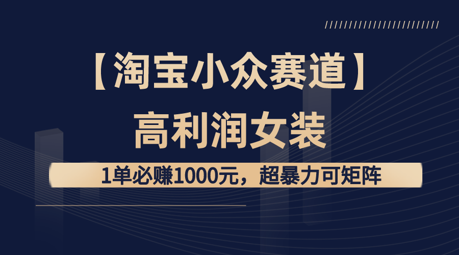 【淘宝小众赛道】高利润女装：1单必赚1000元，超暴力可矩阵-大白鱼网创