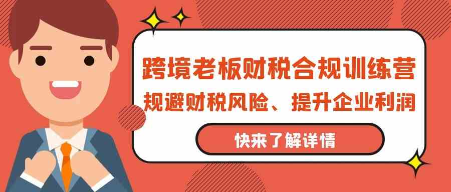 跨境老板财税合规训练营，规避财税风险、提升企业利润-大白鱼网创