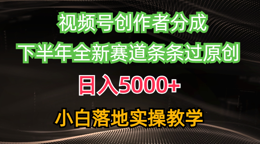 （10294期）视频号创作者分成最新玩法，日入5000+  下半年全新赛道条条过原创，小…-大白鱼网创