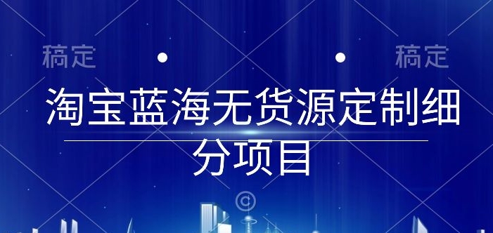 淘宝蓝海无货源定制细分项目，从0到起店实操全流程-大白鱼网创