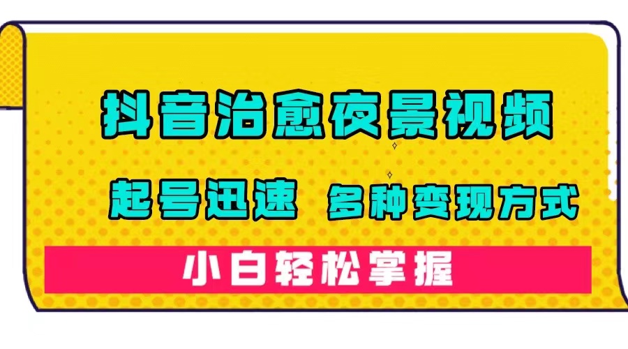 抖音治愈系夜景视频，起号迅速，多种变现方式，小白轻松掌握（附120G素材）-大白鱼网创