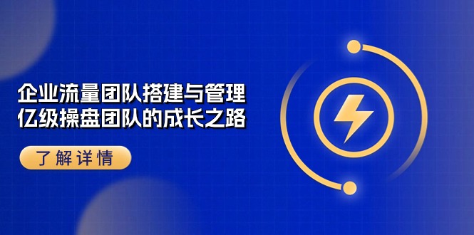 （10837期）企业 流量团队-搭建与管理，亿级 操盘团队的成长之路（28节课）-大白鱼网创