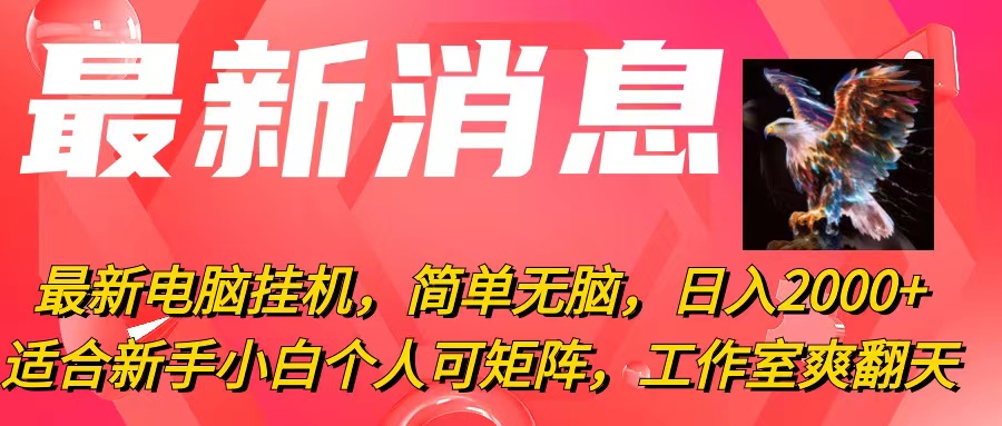 （10800期）最新电脑挂机，简单无脑，日入2000+适合新手小白个人可矩阵，工作室模…-大白鱼网创