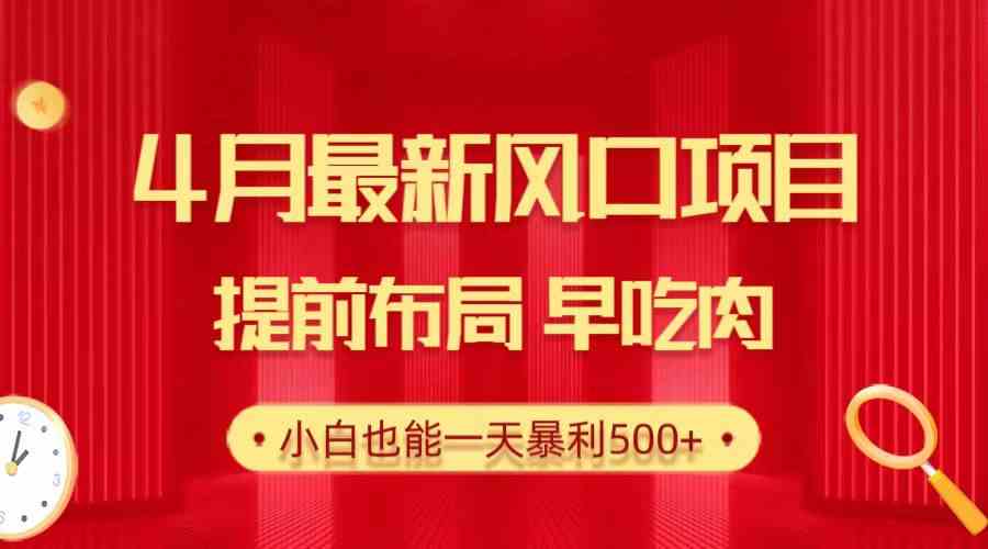 （10137期）28.4月最新风口项目，提前布局早吃肉，小白也能一天暴利500+-大白鱼网创