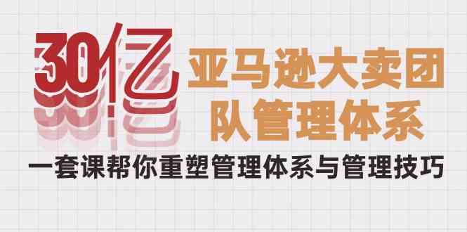 （10178期）30亿-亚马逊大卖团队管理体系，一套课帮你重塑管理体系与管理技巧-大白鱼网创