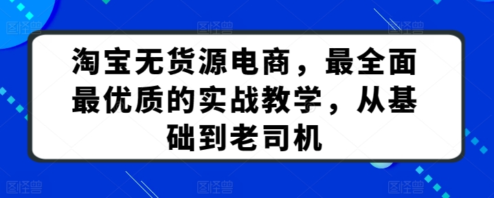 淘宝无货源电商，最全面最优质的实战教学，从基础到老司机-大白鱼网创