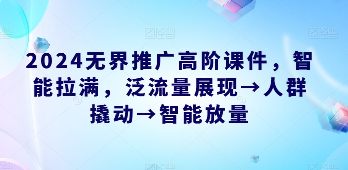 2024无界推广高阶课件，智能拉满，泛流量展现→人群撬动→智能放量-大白鱼网创