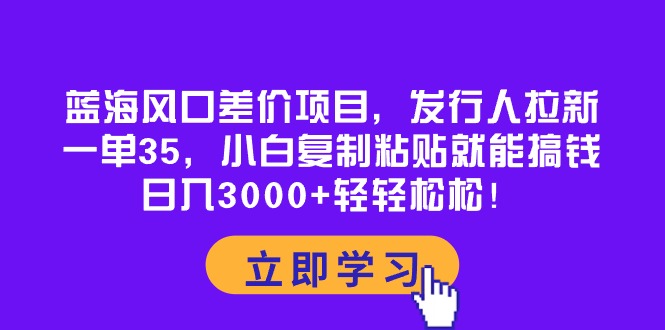 （10272期）蓝海风口差价项目，发行人拉新，一单35，小白复制粘贴就能搞钱！日入30…-大白鱼网创