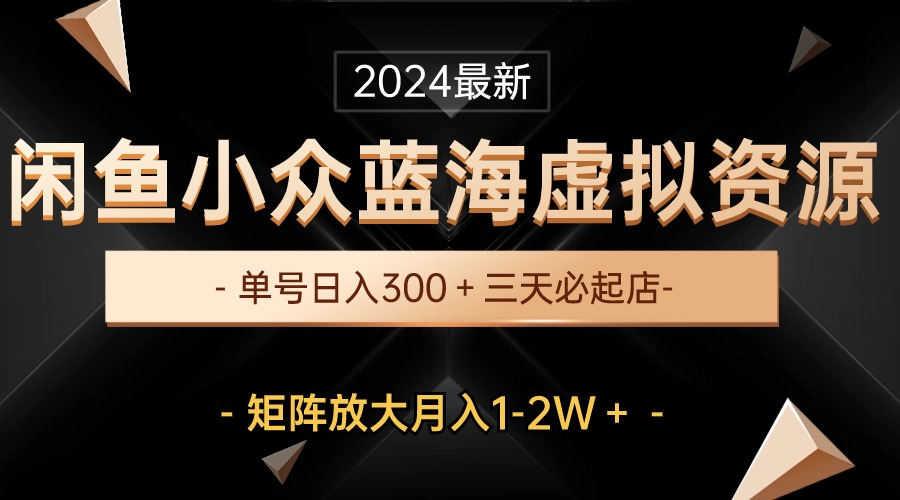 （10336期）最新闲鱼小众蓝海虚拟资源，单号日入300＋，三天必起店，矩阵放大月入1-2W-大白鱼网创