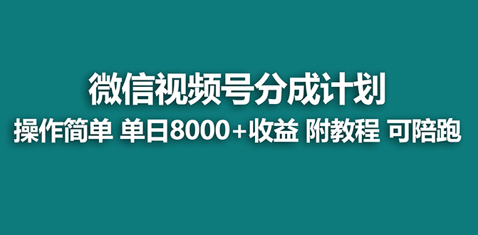 【蓝海项目】视频号分成计划最新玩法，单天收益8000+，附玩法教程，24年…-大白鱼网创