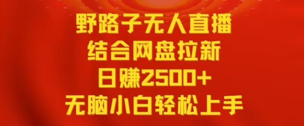 野路子无人直播结合网盘拉新，日赚2500+，小白无脑轻松上手-大白鱼网创