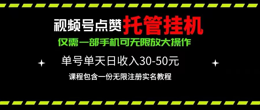 （10644期）视频号点赞托管挂机，单号单天利润30~50，一部手机无限放大（附带无限…-大白鱼网创