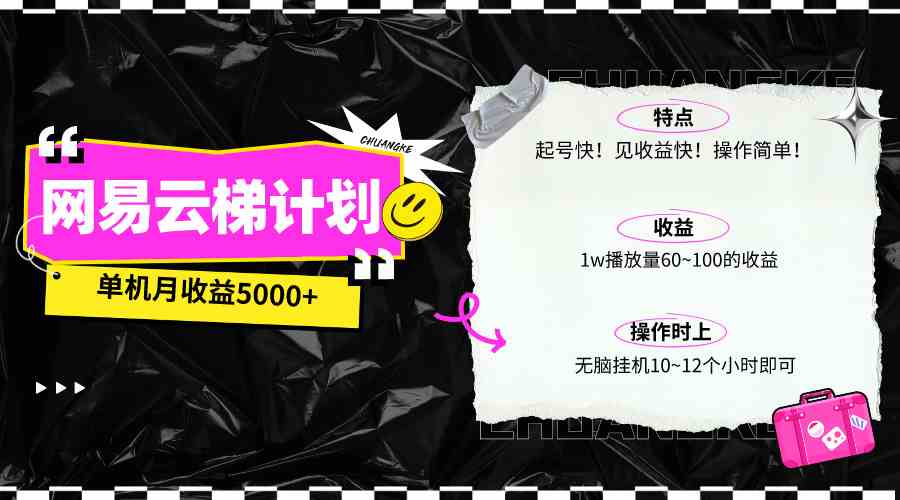 （10063期）最新网易云梯计划网页版，单机月收益5000+！可放大操作-大白鱼网创