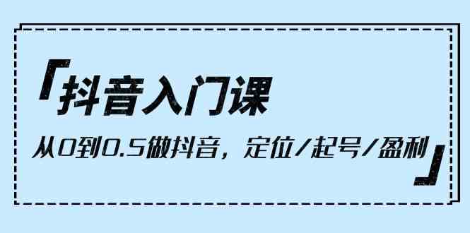 （10076期）抖音入门课，从0到0.5做抖音，定位/起号/盈利（9节课）-大白鱼网创