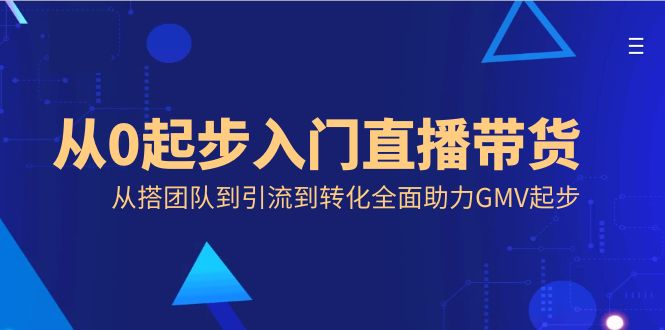 从0起步入门直播带货，从搭团队到引流到转化全面助力GMV起步-大白鱼网创