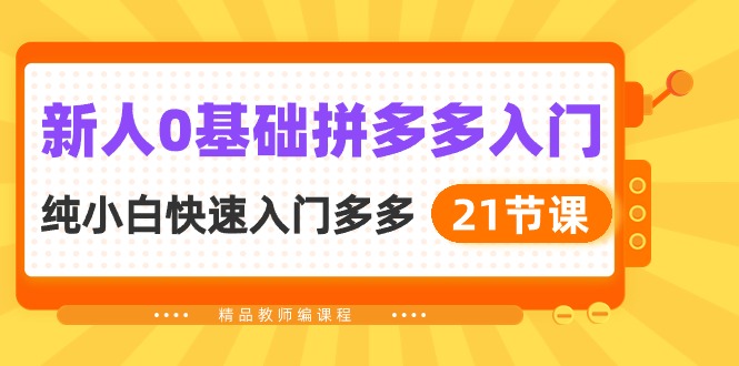 （10299期）新人0基础拼多多入门，​纯小白快速入门多多（21节课）-大白鱼网创