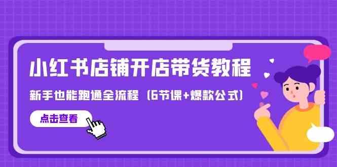 最新小红书店铺开店带货教程，新手也能跑通全流程（6节课+爆款公式）-大白鱼网创