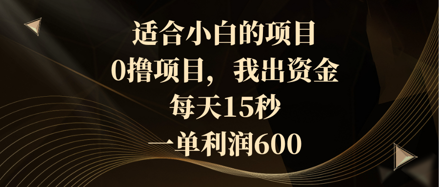 适合小白的项目，0撸项目，我出资金，每天15秒，一单利润600-大白鱼网创