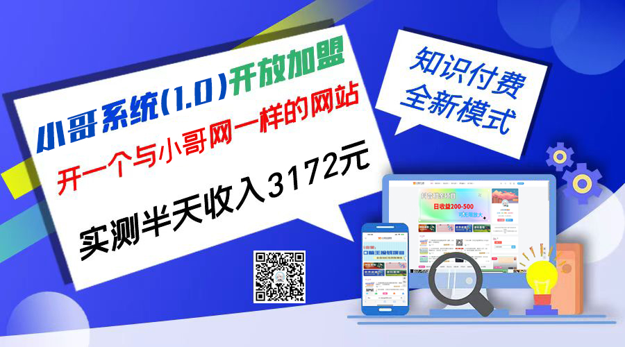 独家项目：小哥资源网开放加盟,资源免费对接实测一天收入2000+-大白鱼网创