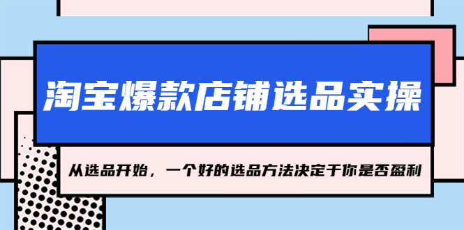 淘宝爆款店铺选品实操，2023从选品开始，一个好的选品方法决定于你是否盈利-大白鱼网创