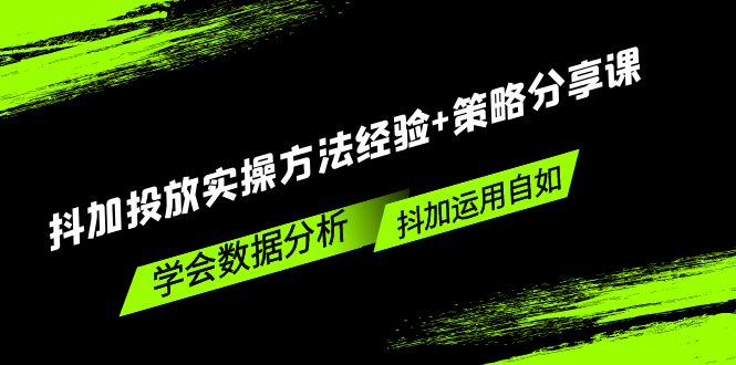 抖加投放实操方法经验+策略分享课，学会数据分析，抖加运用自如！-大白鱼网创