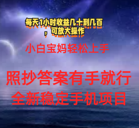 0门手机项目，宝妈小白轻松上手每天1小时几十到几百元真实可靠长期稳定-大白鱼网创