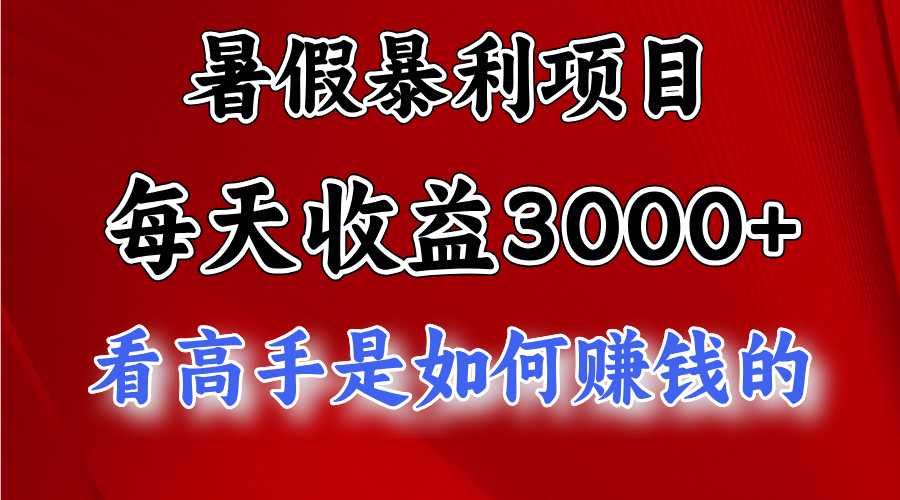 暑假暴利项目，每天收益3000+ 努努力能达到5000+，暑假大流量来了-大白鱼网创