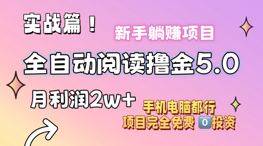 小说全自动阅读撸金5.0 操作简单 可批量操作 零门槛！小白无脑上手月入2w+-大白鱼网创