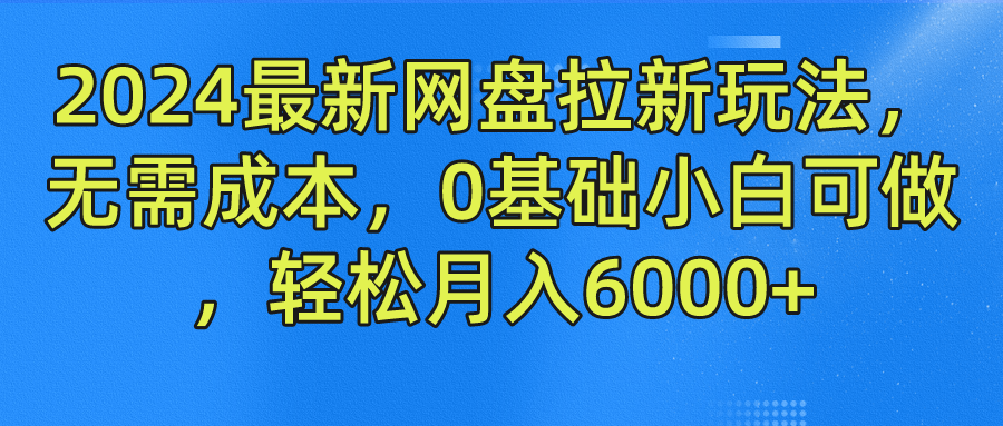 2024最新网盘拉新玩法，无需成本，0基础小白可做，轻松月入6000+-大白鱼网创